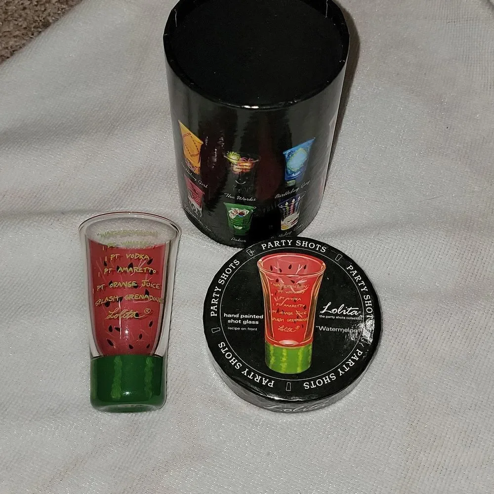 Lolita Hand Painted Party Shots 2 oz. Glass Collection 🍉 Watermelon 🍉 HTF